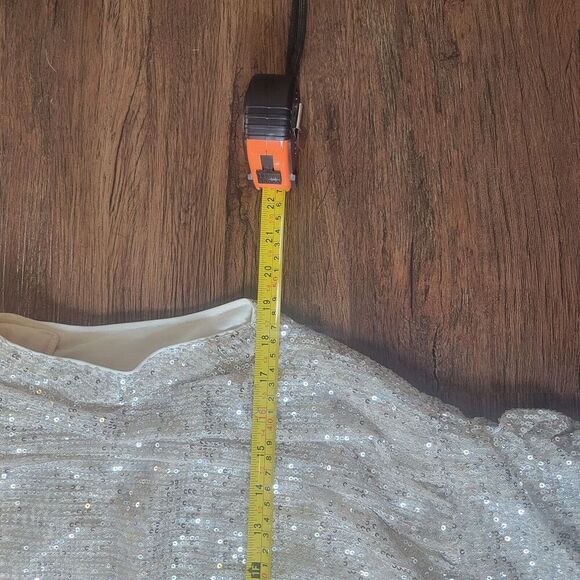 She + Sky "On The Town" Coctail dress size L Platinum Sequins prom dance date - Picture 8 of 11